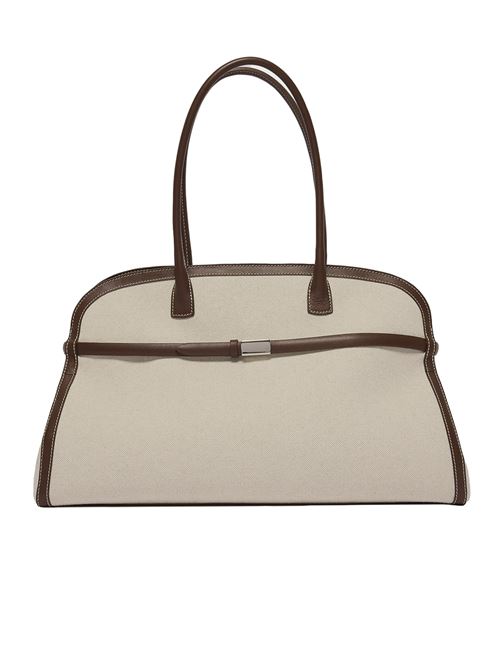 Aura savana XL canvas and leather shoulder bag with strap ORCIANI | B02219SAVANACOCOA