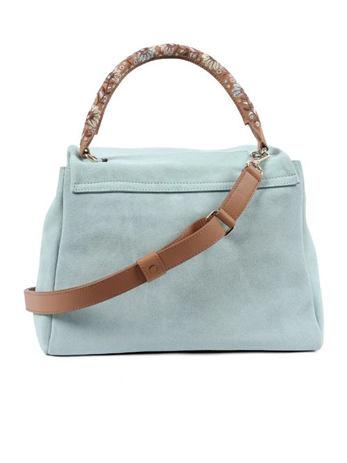 Sveva Peach Flowers Midi suede leather shoulder bag with strap ORCIANI | BT2006PEACHFLOWERSACQUA