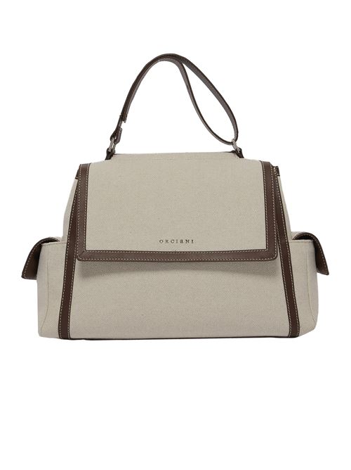 Borsa sveva savana media a mano in canvas e pelle con tracolla ORCIANI | BT2006SAVANACOCOA