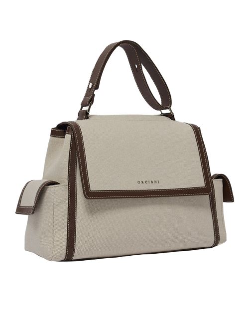 Borsa sveva savana media a mano in canvas e pelle con tracolla ORCIANI | BT2006SAVANACOCOA