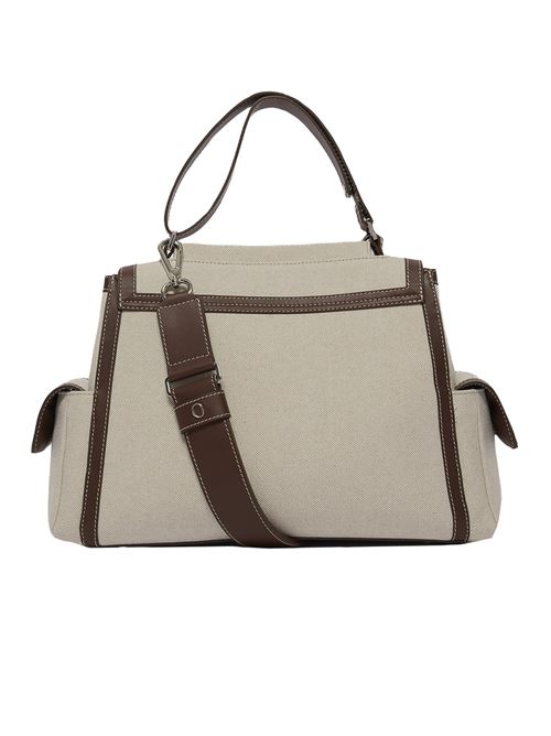 Borsa sveva savana media a mano in canvas e pelle con tracolla ORCIANI | BT2006SAVANACOCOA