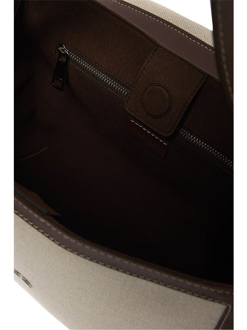 Borsa sveva savana media a mano in canvas e pelle con tracolla ORCIANI | BT2006SAVANACOCOA