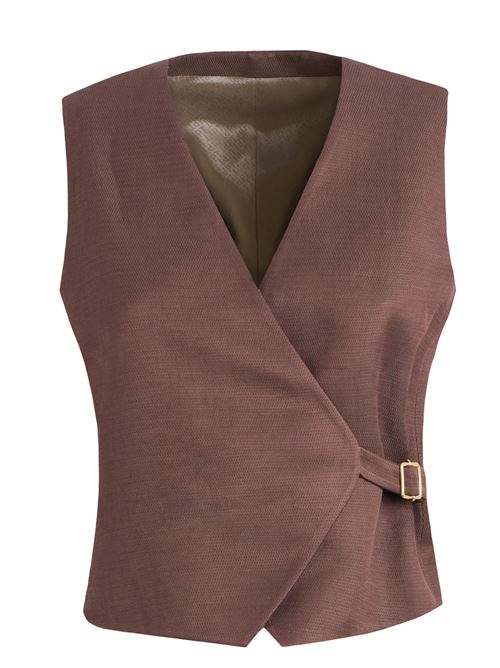 Gilet in lino fluid jacquard PT | TW3FGT250STDSP140170