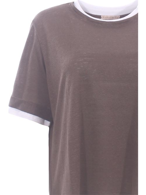 Linen T-shirt with a double-layered effect PUROTATTO | SS260151311069