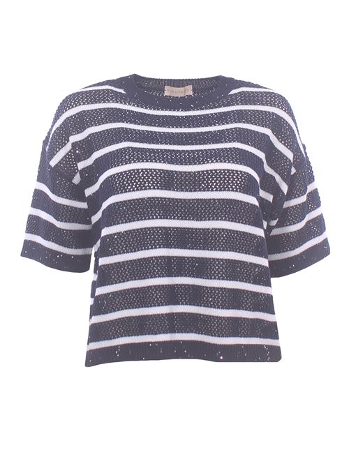 striped cotton v-neck PUROTATTO | SS260732410682
