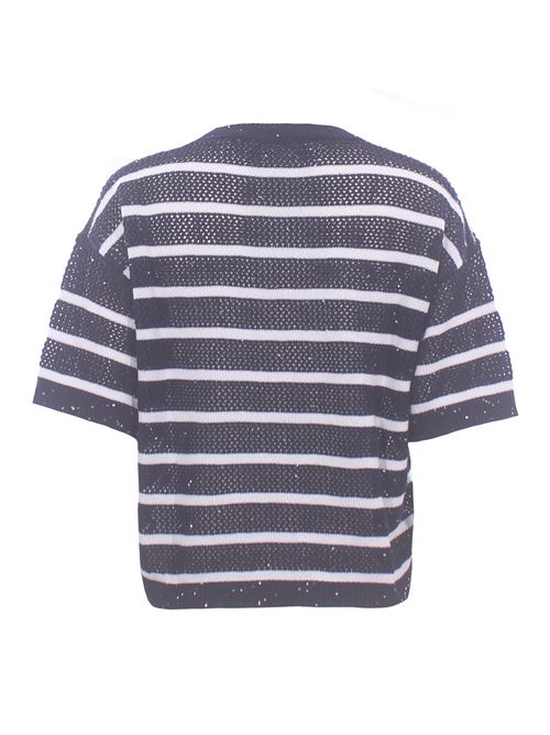striped cotton v-neck PUROTATTO | SS260732410682