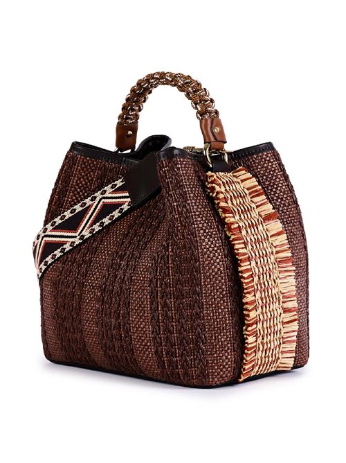 Jacquard raffia bucket bag VIAMAILBAG | CORALPOSHP03