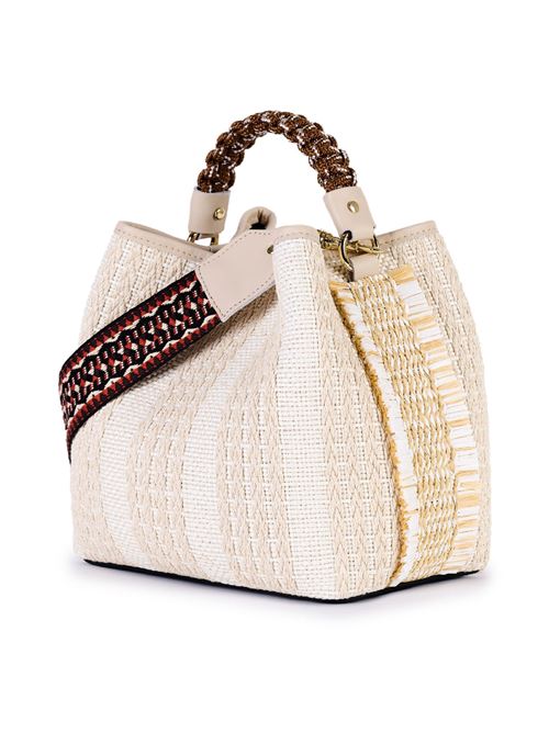 Jacquard raffia bucket bag VIAMAILBAG | CORALPOSHP05