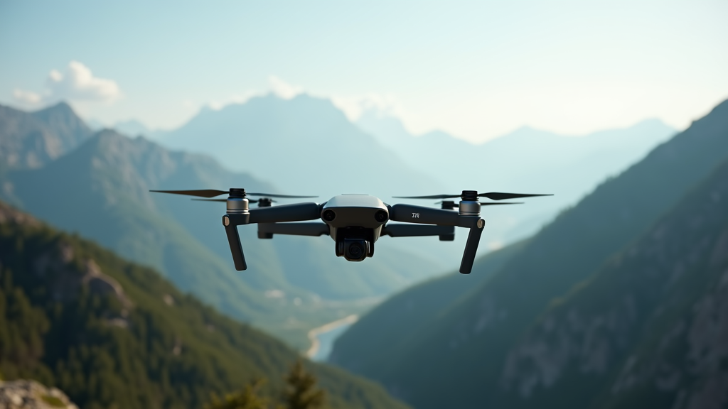 Drone flying over scenic landscape