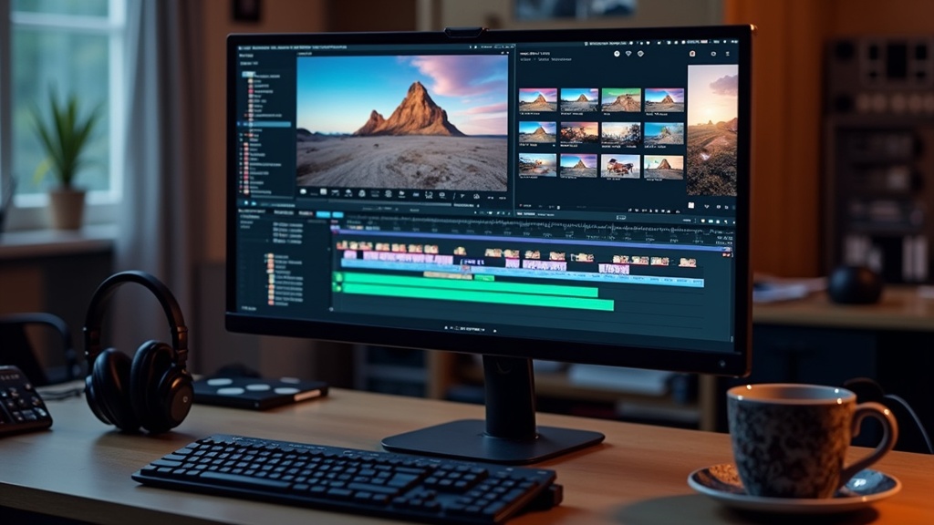 Master The Art Of Vlog Pacing 1 A desktop with video editing software open, showing a timeline with video and music tracks. There are notes and editing tools, representing the process of crafting well-paced vlogs.