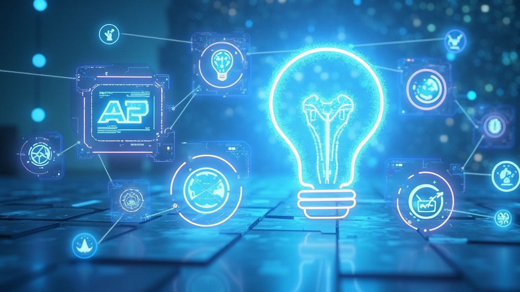 Variety of digital AI tools and abstract icons for creativity