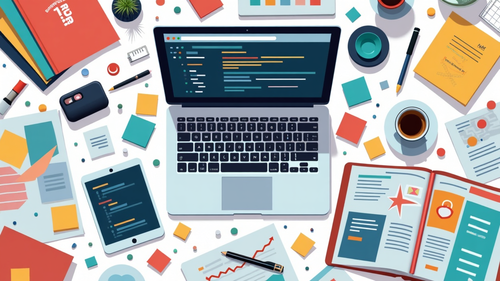 Build Website Expert Roundup 2 Collage of digital tools, laptop with code, and colorful website layouts