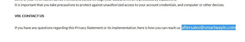 Email Address On The Privacy Policy