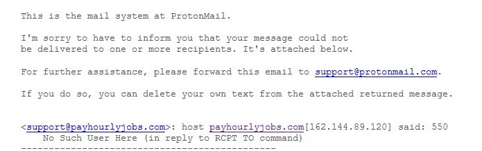 Email from service provider
