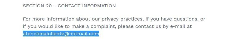 Terms Of Service Email Address