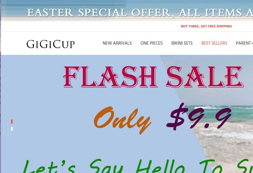 Gigicup.com's main page