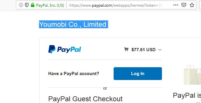 YouMobi Co, Limited On PayPal