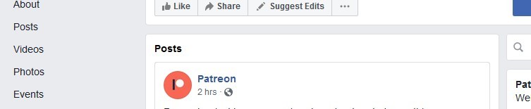 Patreon's latest Facebook post