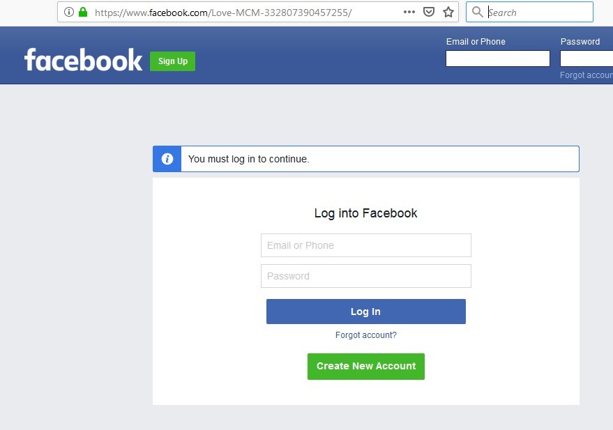 Facebook needs you to log in