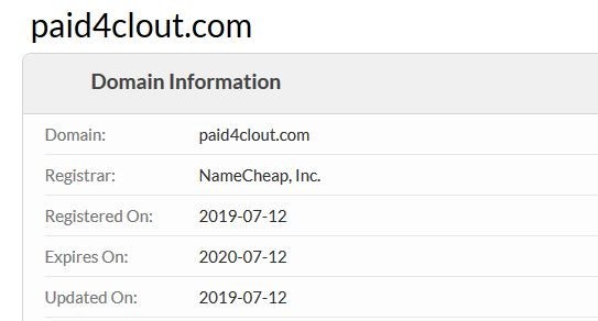 Information saying that Paid4Clout was created on the 12th of July