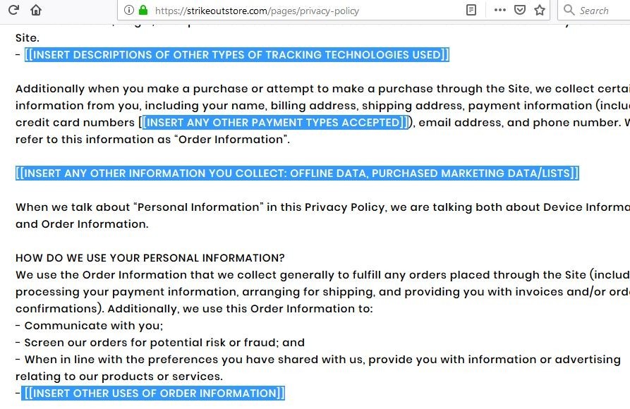 Privacy Policy Errors