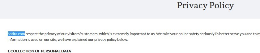 Privacy Policy Mentions Sotita.com