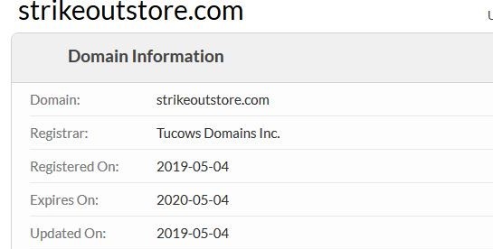 Whois Information For StrikeoutStore.com