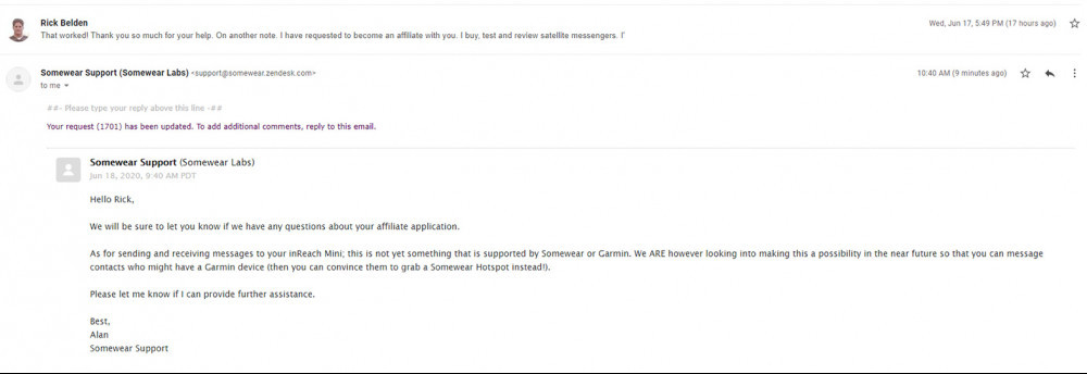 Somewear Global Hotspot Will Not Message a Garmin Device Somewear Global Hotspot Will Not Message a Garmin Device