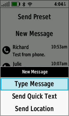 GPSMAP 66i Type Message