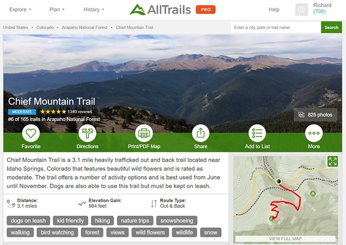 AllTrails Colorado | Chief Mountain Trail