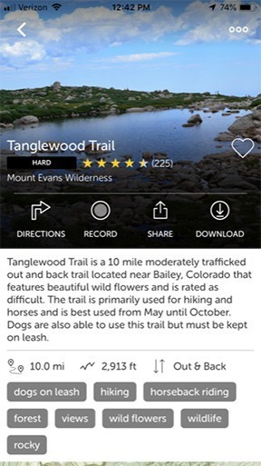 AllTrails App - Tanglewood Trail