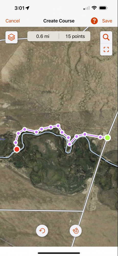 Select points to create the course