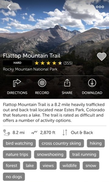 Hiking Trails in Colorado Flattop Mountain Trail