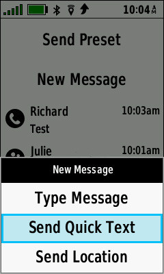 GPSMAP 66i Send Quick Text
