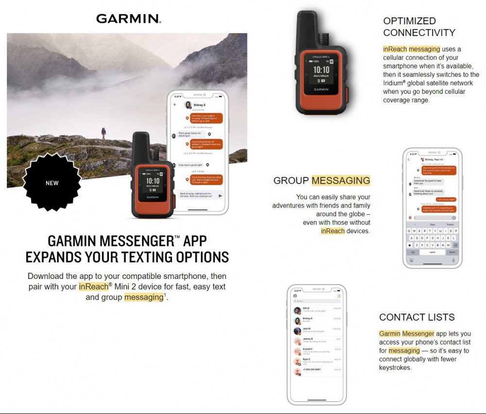 Garmin Messenger App and the inReach Mini 2