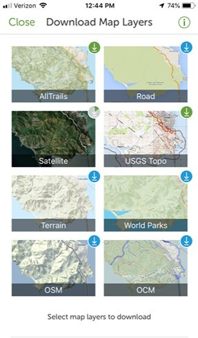 AllTrails App - Download Map Layers