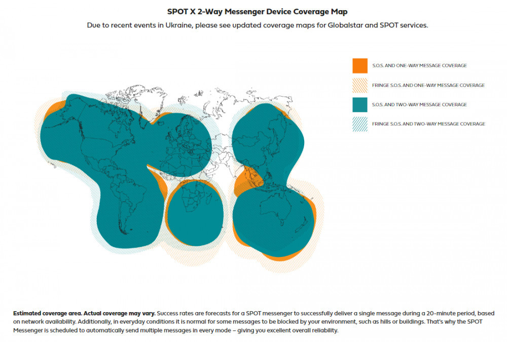 SPOT Satellite Coverage Map