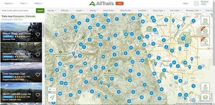 AllTrails Colorado Map