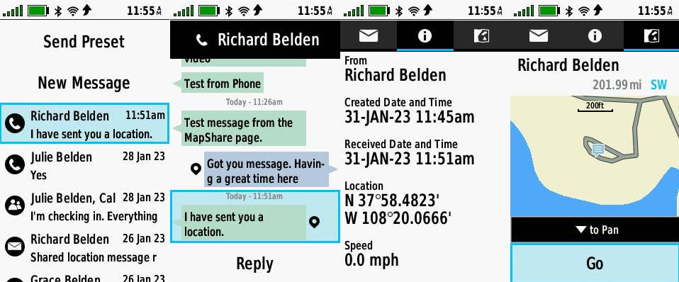 MapShare Location Received by inReach Device