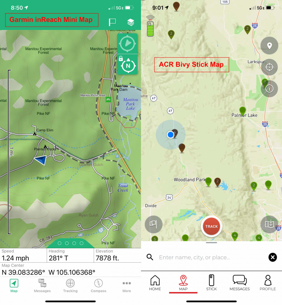 Garmin inReach Mini vs ACR Bivy Stick