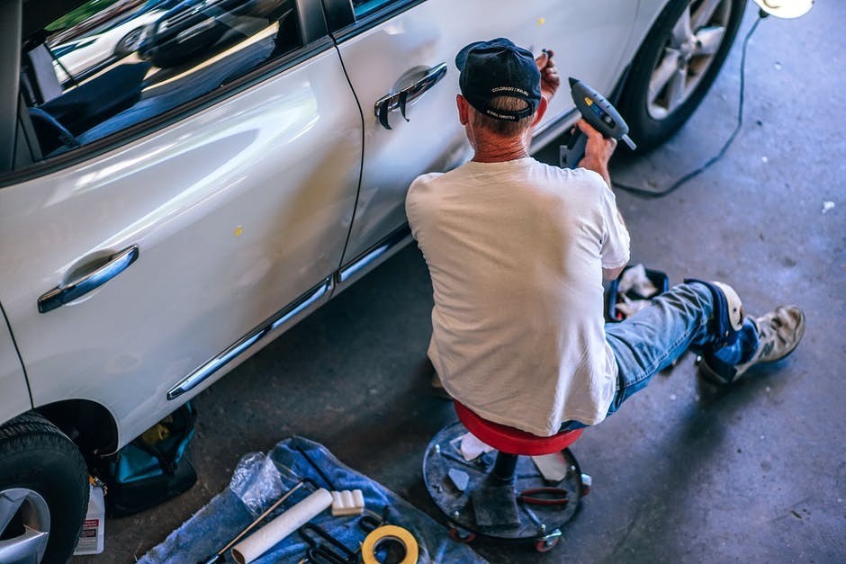 Car being repaired