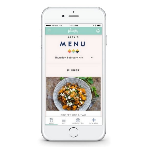 PlateJoy Mobile App - Menu for healthy dinner recipe PlateJoy Review - PlateJoy Mobile App Menu for healthy dinner recipe