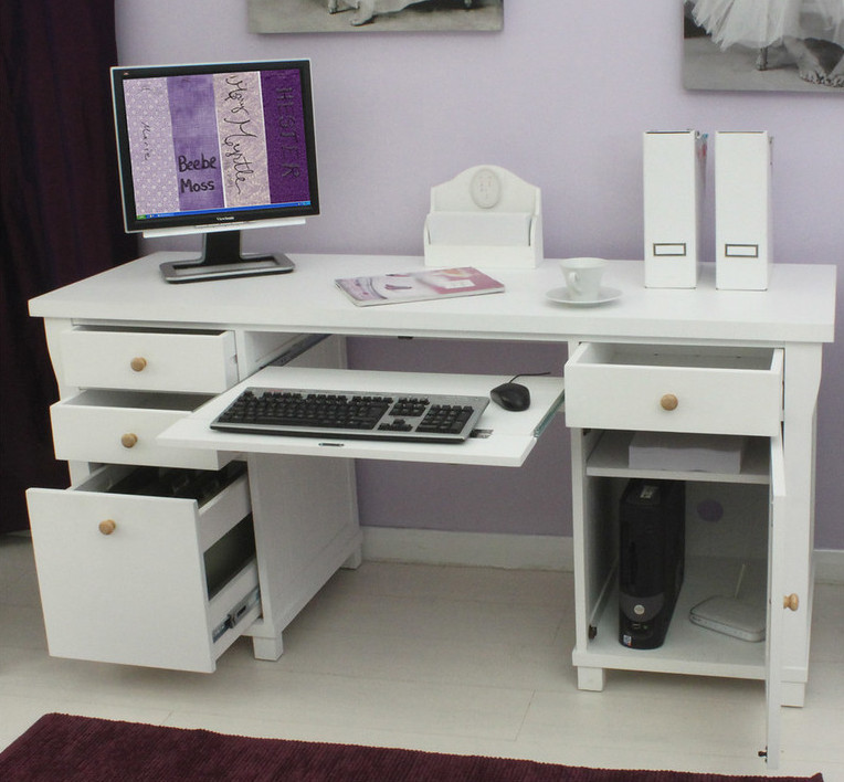 How to organise paperwork - White desk with storage drawers