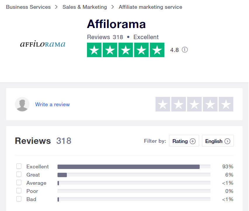 affilorama reviews trustpilot