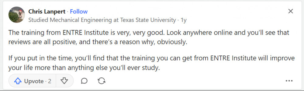 entree institute positive review