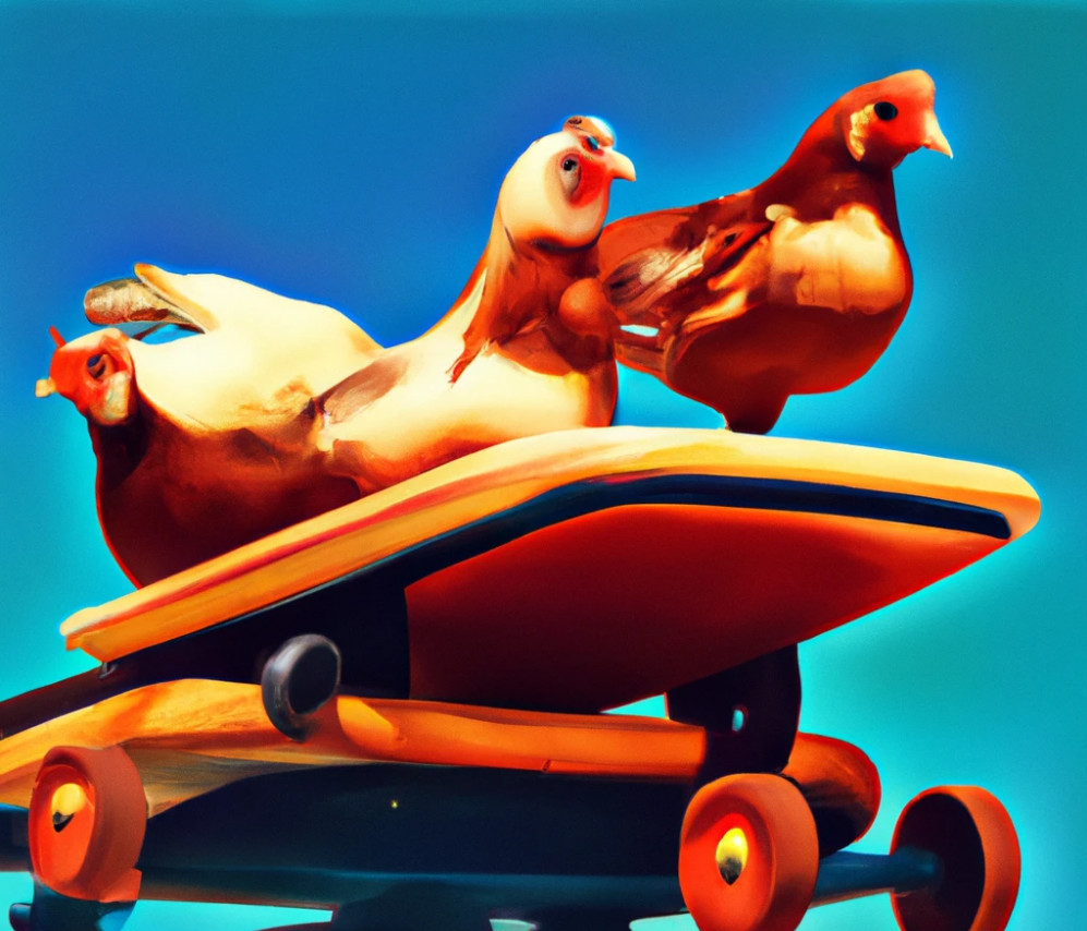 Chickens on a Skateboard - Chickenmethod.com