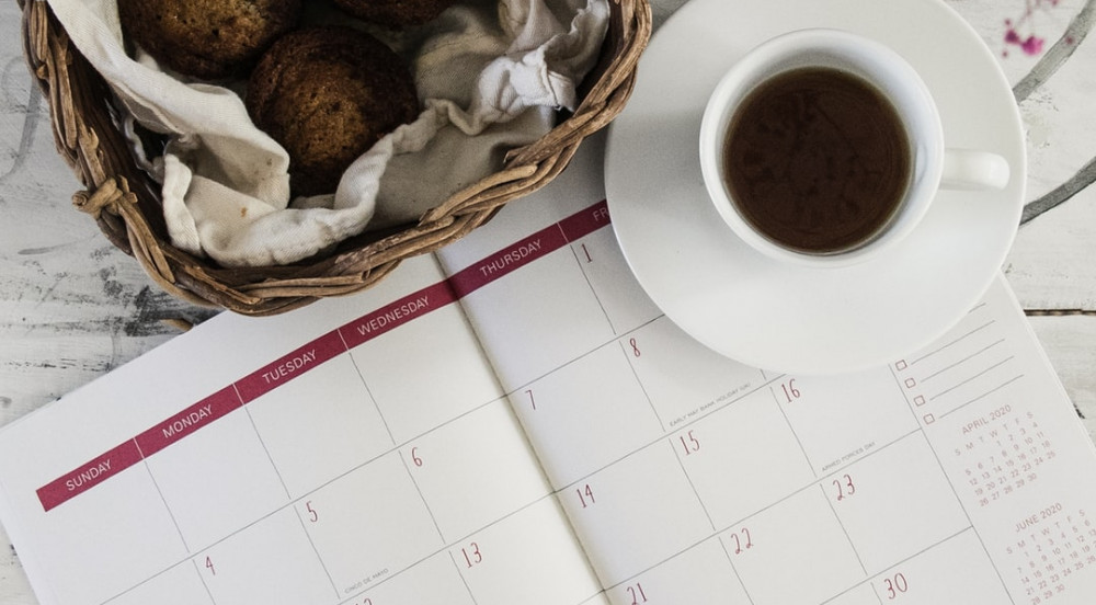 Calendar on the breakast table Calendar on the breakast table