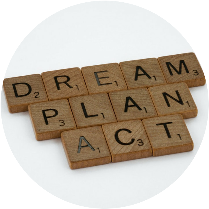 Scrabble peices saying Dream Plan Act
