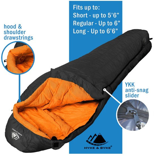 Hyke and Byke Sleeping Bag Specs/Features