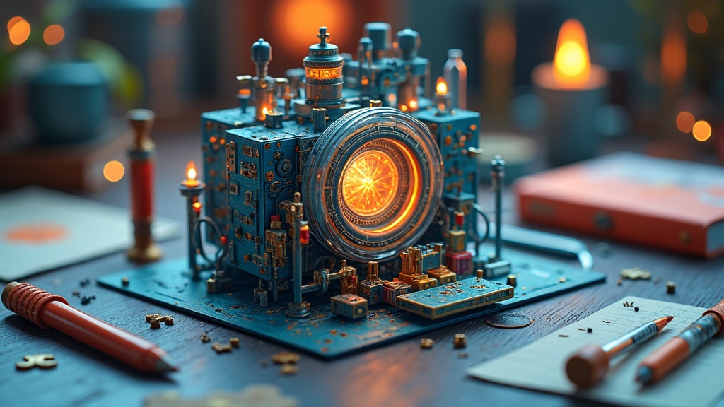 Physics-themed puzzle box in the shape of a theoretical model